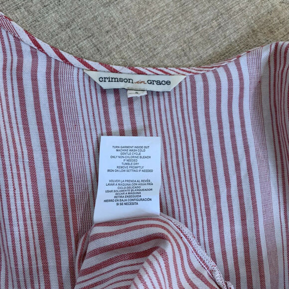 Crimson In Grace Striped Multicolored Oversized blouse relaxed sz small - Picture 9 of 10